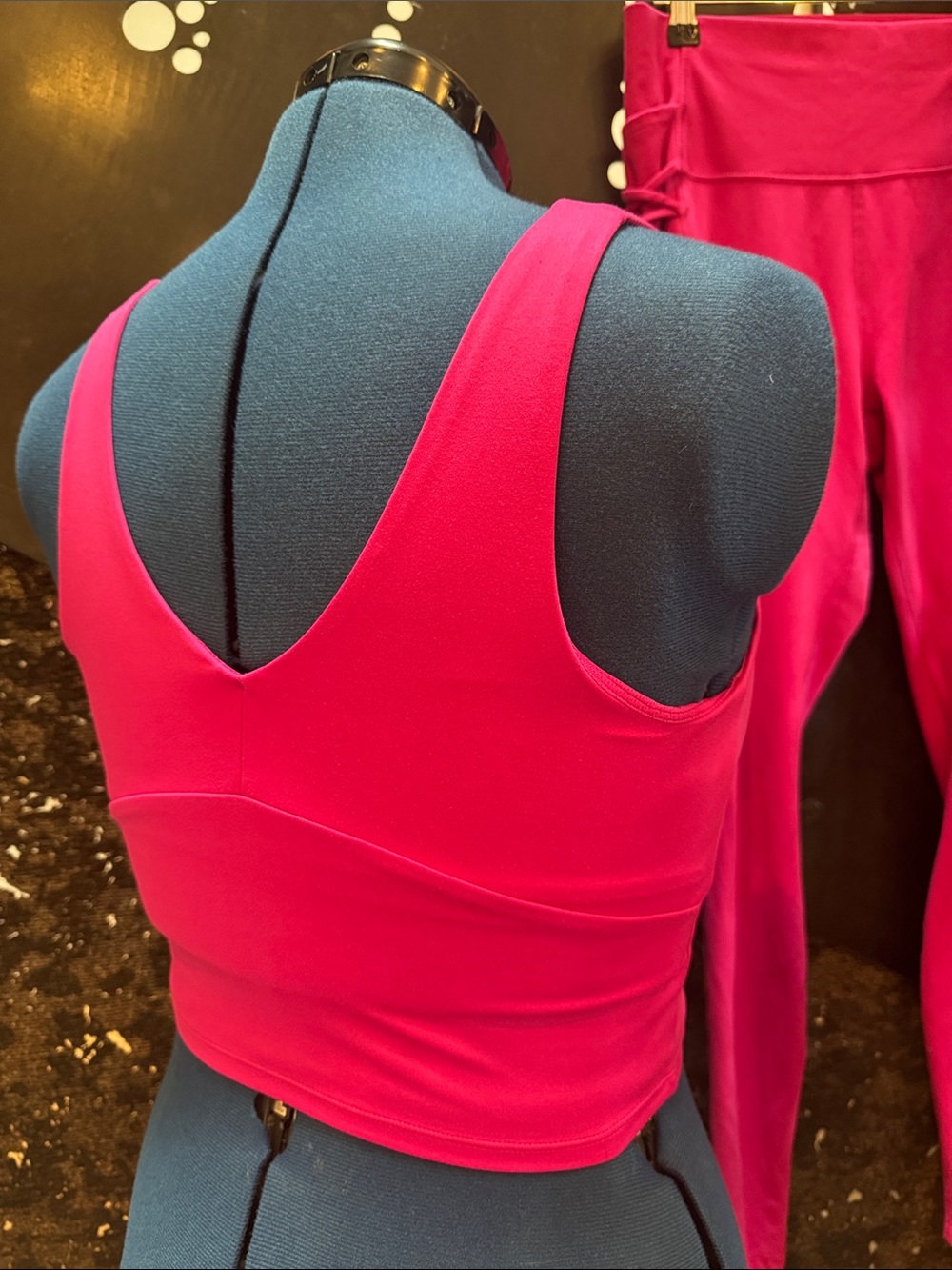 JoyLab Hot Pink Lace-Up High-Waist Leggings/Matching top with built in bra shelf - Picture 2 of 5